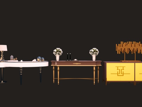  欧式简约玄关柜柜子3d模型 