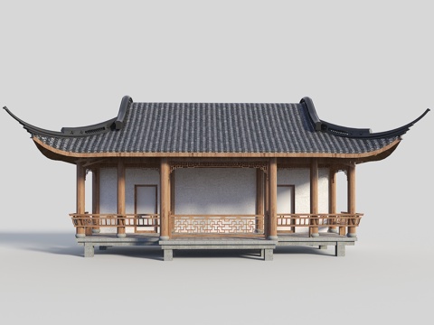  中式戏台 古建戏台 演出台 古建筑su模型 