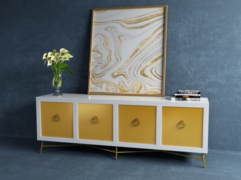  现代电视柜装饰画组合3d模型 