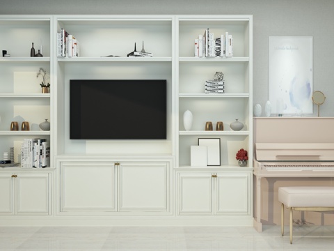  美式简约电视柜钢琴3d模型 