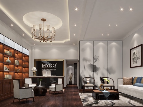  新中式美容院SAP会所大堂3d模型 