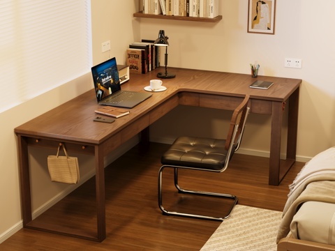  现代转角电脑桌3d模型 