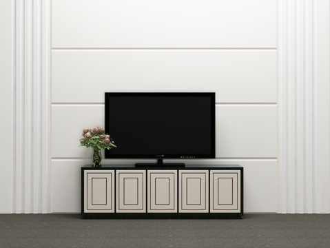  北欧电视柜 电视机3d模型 