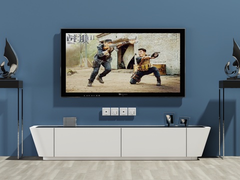  现代电视机 电视柜 装饰品3d模型 