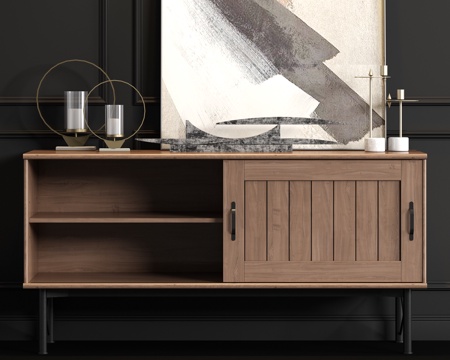  北欧实木端景柜饰品组合3d模型 