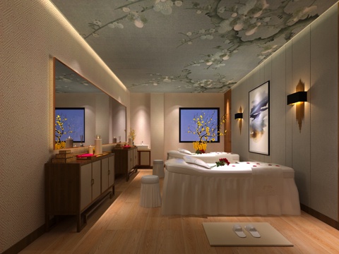  新中式美容院3d模型 