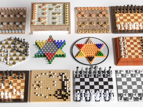  现代棋盘 围棋象棋 跳棋国际象棋su模型 