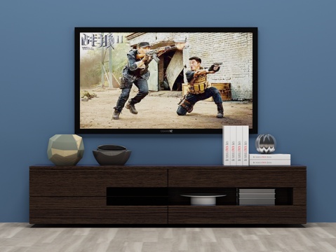  新中式电视机 电视柜3d模型 