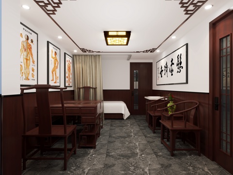  中医馆诊疗室3d模型 