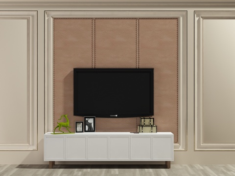  北欧电视柜 电视机3d模型 