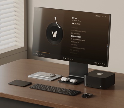  台式电脑 显示器 键盘3d模型 