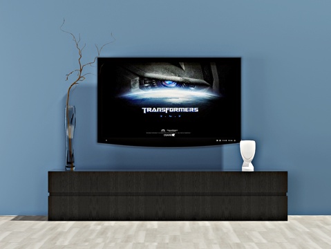  新中式电视柜 电视机3d模型 