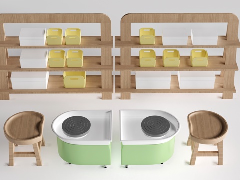  现代陶艺转盘 陶艺机 陶艺器材su模型 