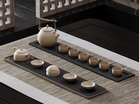  新中式茶具3d模型 