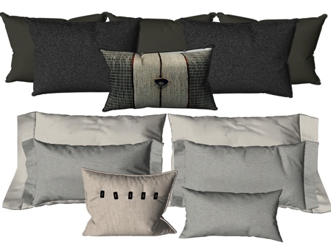  现代布艺抱枕枕头su模型 