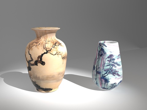  花瓶 中式花瓶 中式陶瓷 青花瓷3d模型 