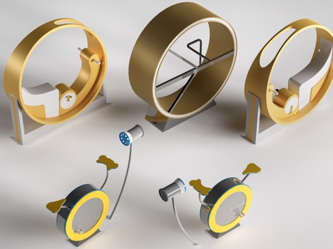  现代智能健身器材 发光自行车 户外健身器材su模型 