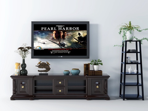  美式电视柜置物架组合3d模型 