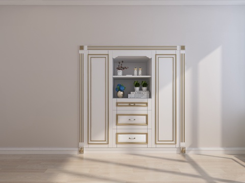  简欧橱柜 书柜3d模型 