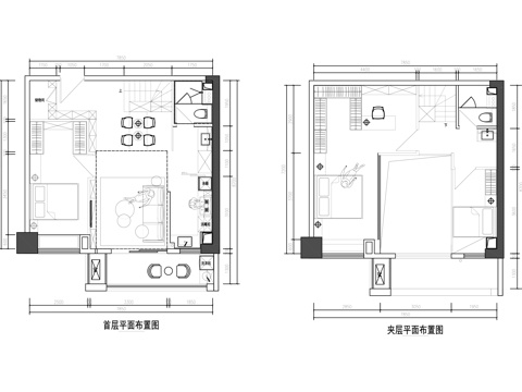  公寓复式楼平面布置图cad施工图 
