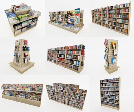  现代书架书柜组合3d模型 