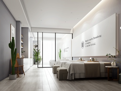  现代美容院 美甲室3d模型 