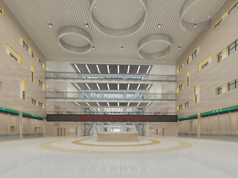  现代医院 门诊大厅3d模型 