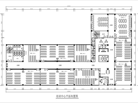  现代培训中心平面方案图cad施工图 