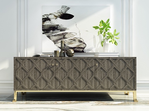  现代北欧电视柜3d模型 