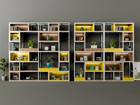  北欧风格书柜3d模型 