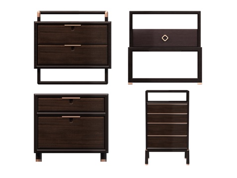  新中式床头柜3d模型 