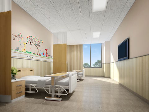  现代医院双人住院  儿童病房3d模型 