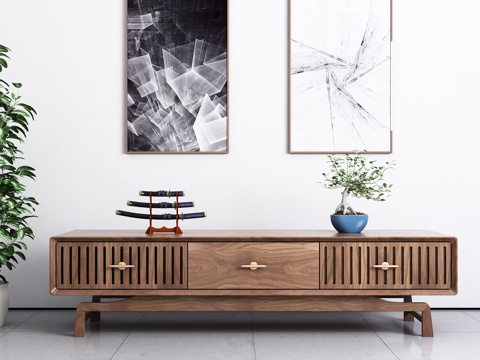  新中式现代中式电视柜饰品模型3d模型 