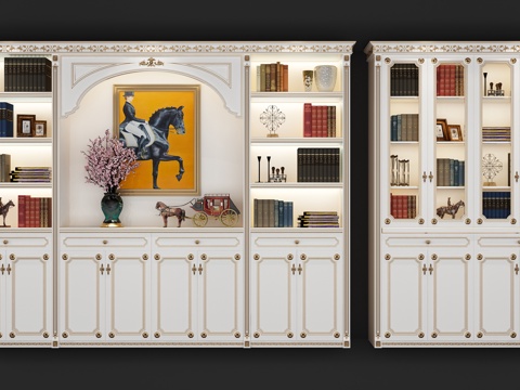  欧式古典法式书柜3d模型 