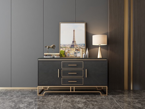  现代轻奢玄关柜3d模型 