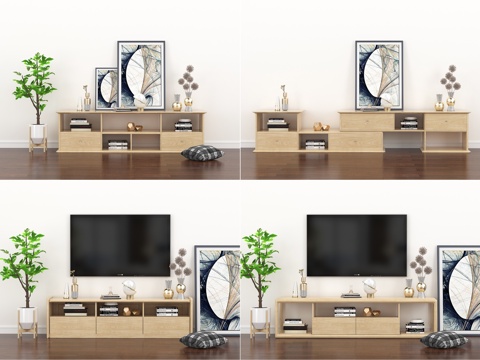  北欧电视柜饰品组合3d模型 