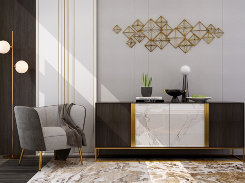  后现代电视柜 墙饰 电视柜 休闲椅3d模型 