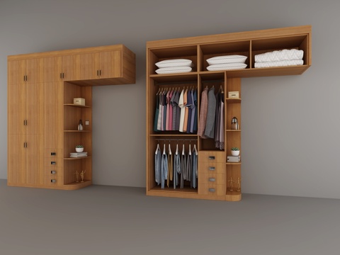  现代衣柜衣服装饰柜3d模型 