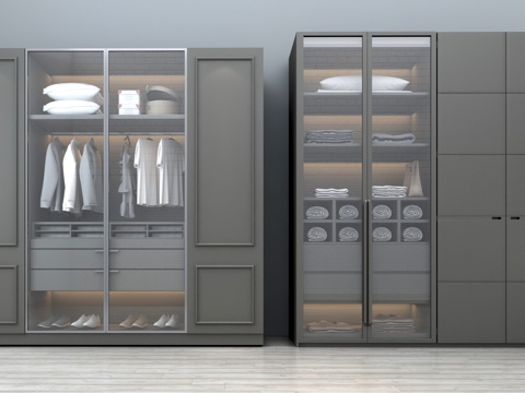  现代简约衣柜3d模型 