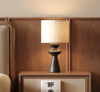 中古台灯 侘寂床头台灯 装饰灯3d模型