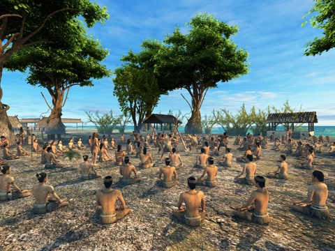  中式古代原始部落 村落 原始人 野人 祭祀 人物 农村 大树3d模型 