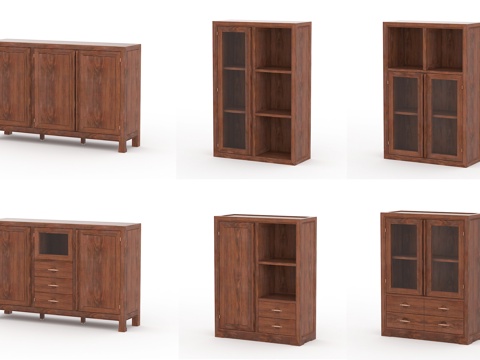  中式边柜斗柜组合3d模型 