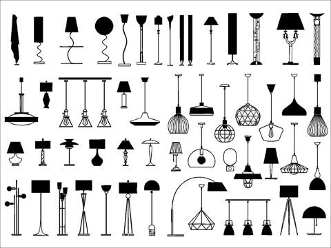  现代灯具cad施工图 