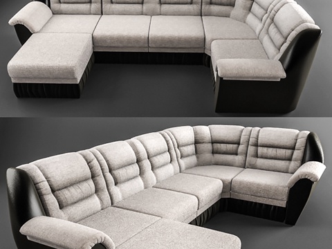  北欧布艺沙发  转角沙发 多人沙发su模型 