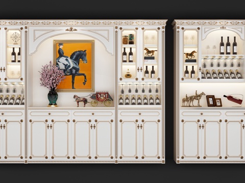  法式   欧式酒柜组合3d模型 