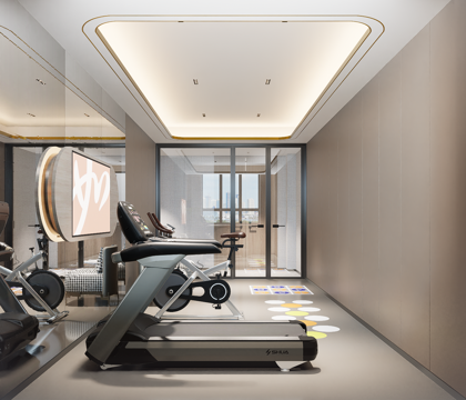  如家酒店健身房su模型 