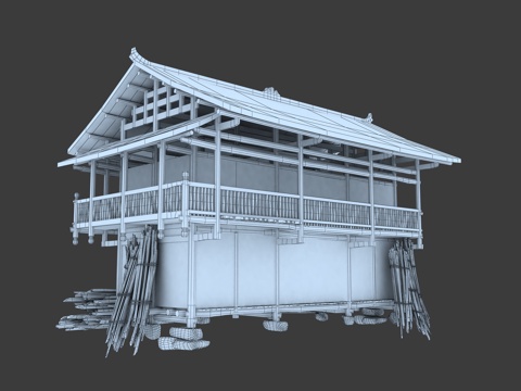  中式古代 古建筑 老房子 西南民居 木楼 建筑 寨子3d模型 