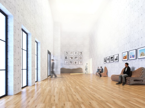  后现代现代 简约 图书馆 博物馆 休息区3d模型 