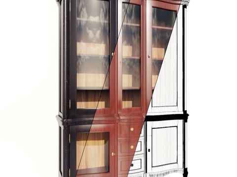  新古典陈列柜3d模型 