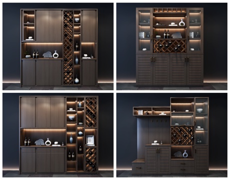  现代酒柜组合模型3d模型 